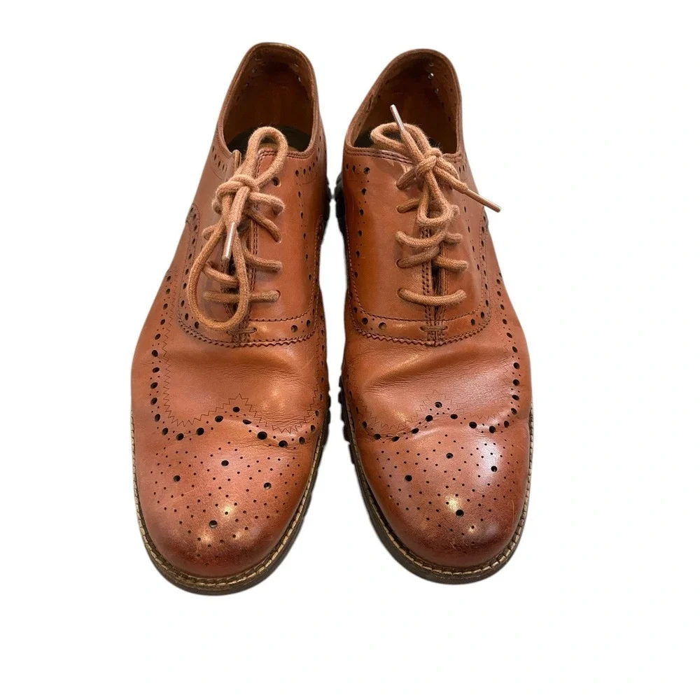 Cole Haan ZeroGrand Brown Leather Wingtip Oxford Lace Up Shoes , Size 11.5W‎